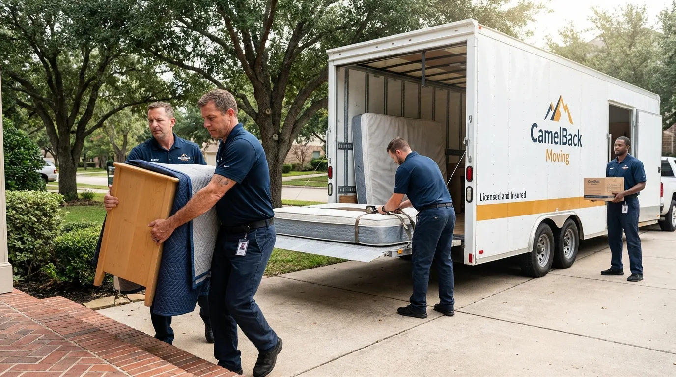 Crew loading residential truck for cross-state move from Rossford, OH