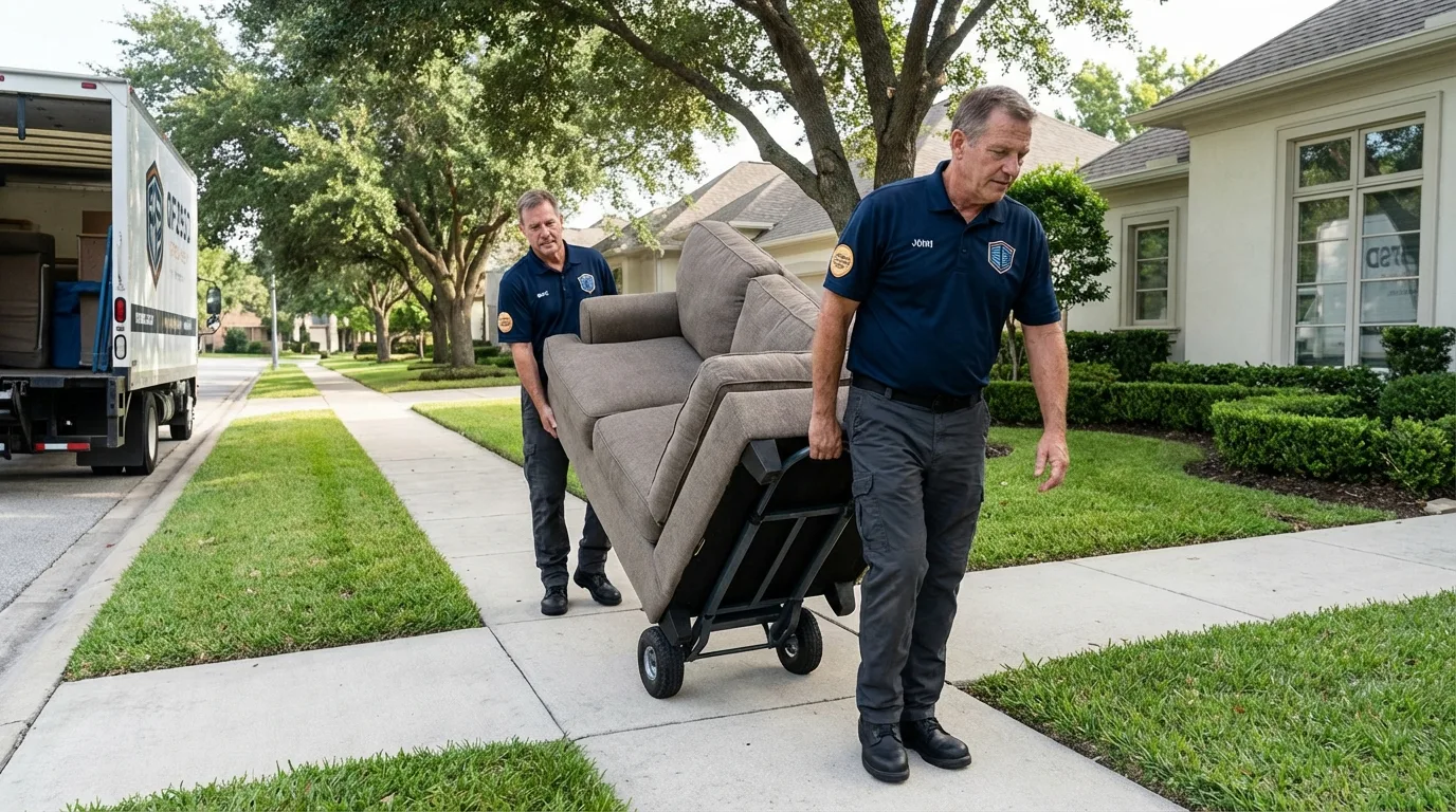 Local residential moving crew loading furniture in Rossford, OH